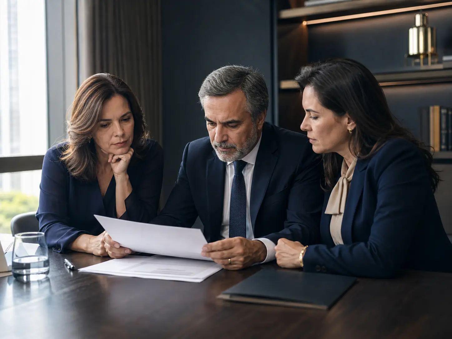 Especialistas analisando informações em uma reunião estratégica
